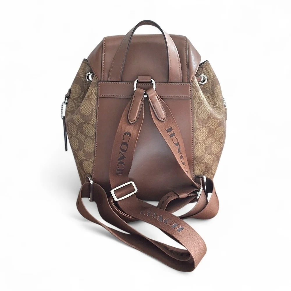 Coach Signature Sierra Drawstring Backpack Khaki/Saddle EUC